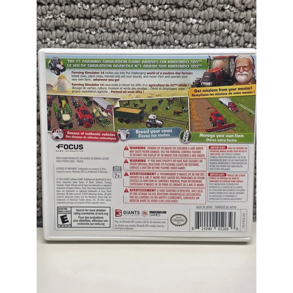 Farming Simulator 14 Nintendo 3DS Game CIB Complete Case Manual Focus Home 2014
